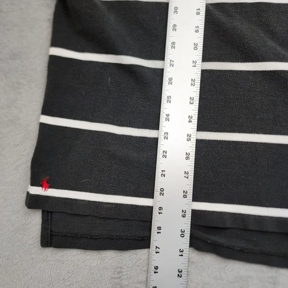 VTG Polo Ralph Lauren Mens Sz L Black & White Stripes 100 Cotton USA Made Pocket